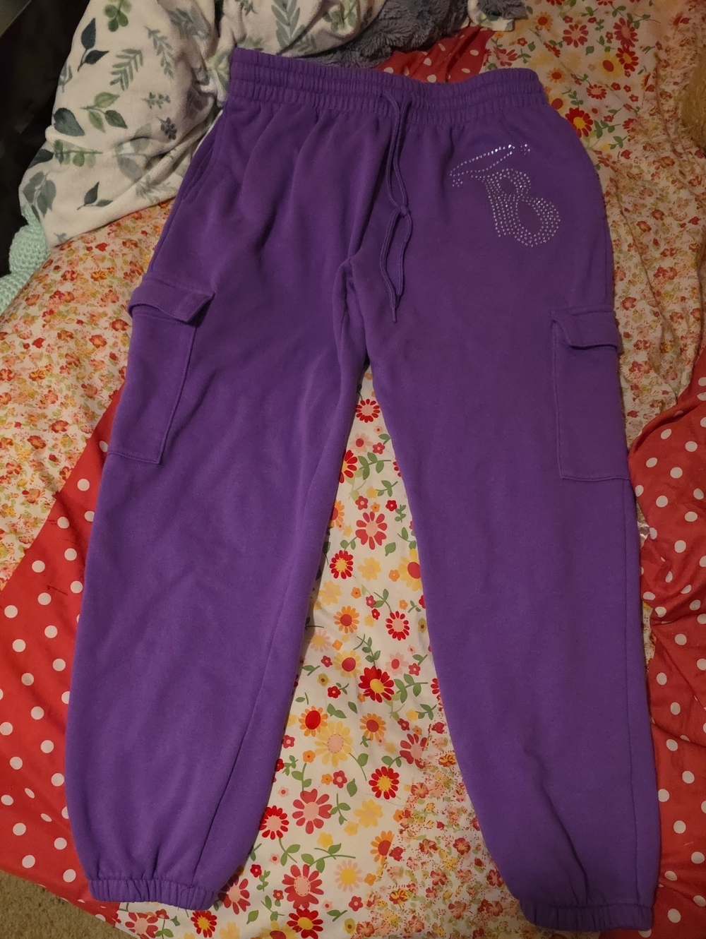 Bratz Purple Cargo Sweatpants with Rhinestone Bedazzle